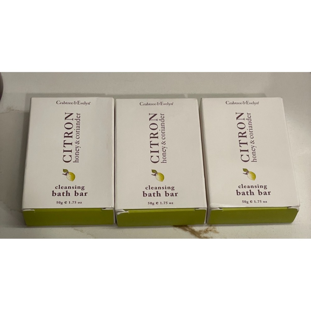 Lot Of 3 Crabtree & Evelyn Citron Honey Coriander Mini Bath Bar 1.75 oz/50 g New